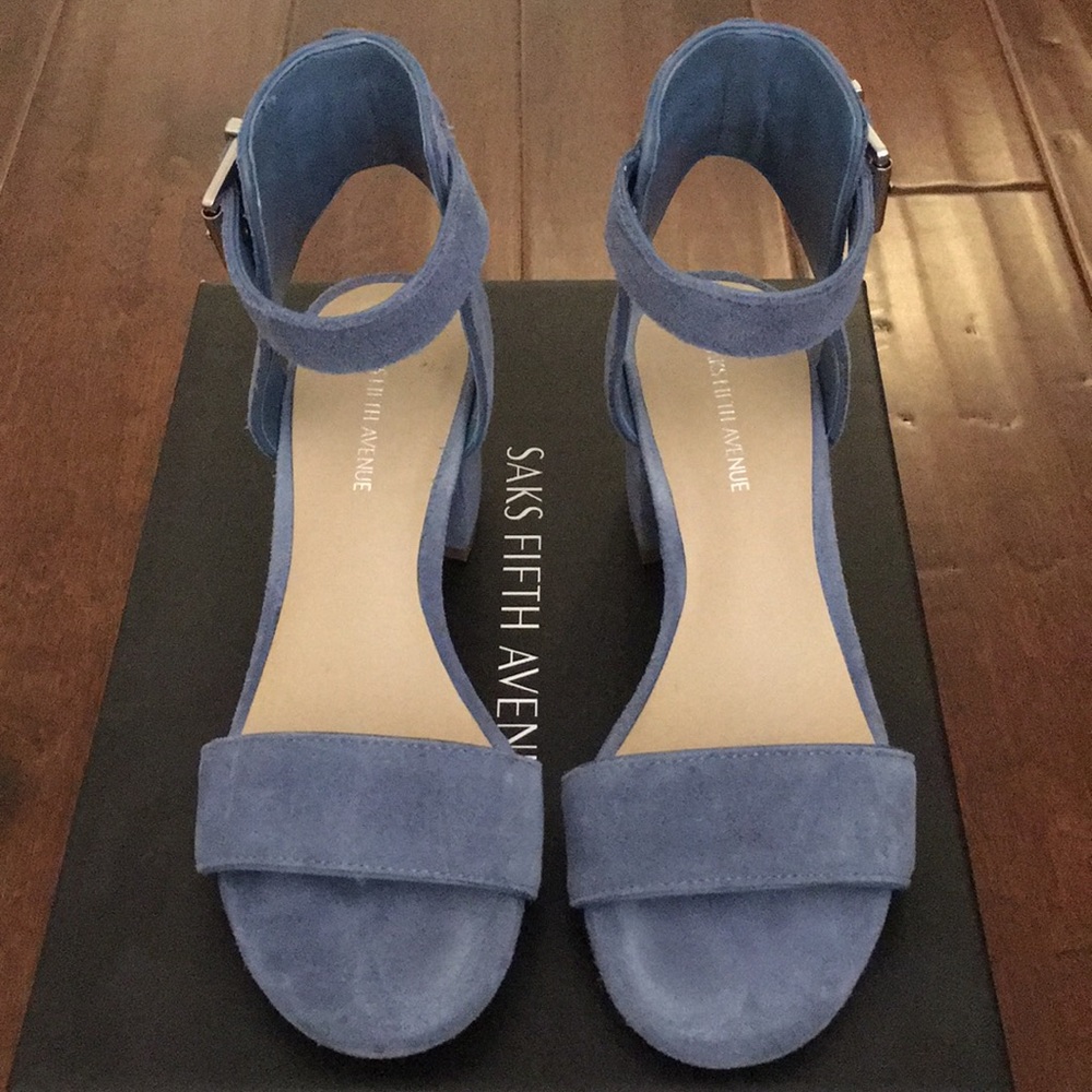Blue suede 2-inch heels
